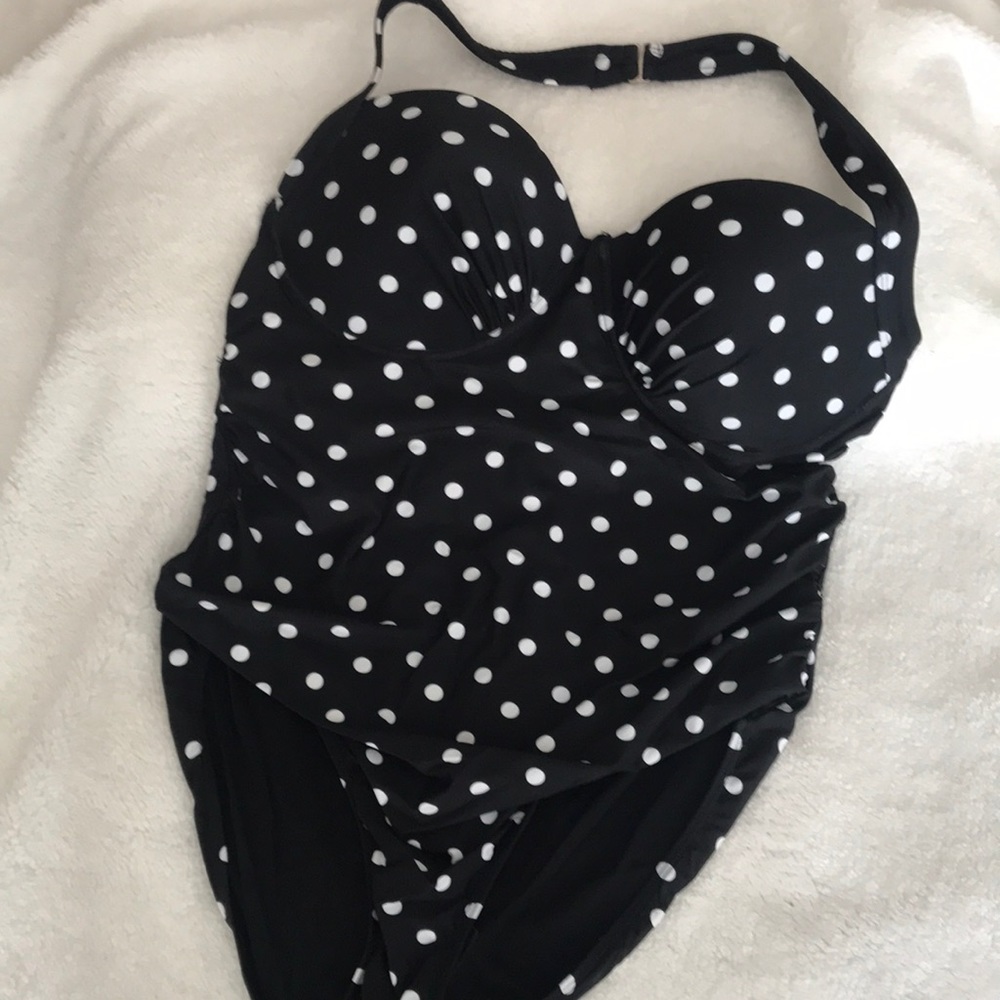NWT Black/White polka dot one piece swimsuit